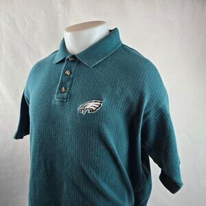 Vintage Philadelphia Eagles Polo Shirt Mens Large Green NFL Embroidered The Edge